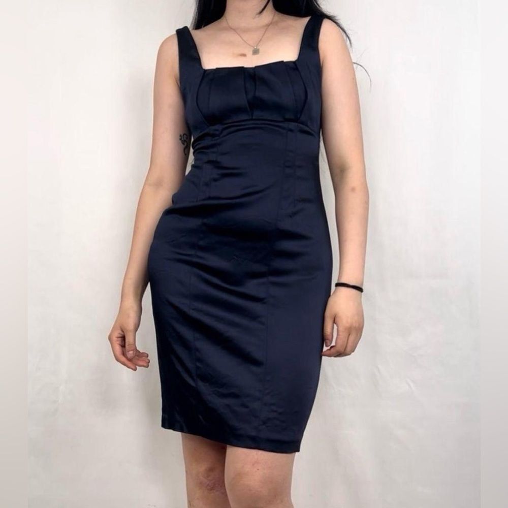 Calvin Klein Women’s Blue Navy Sleeveless Classic Satin Sheath Dress Size 10